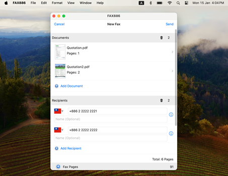 Screenshot of FAX886 for Mac