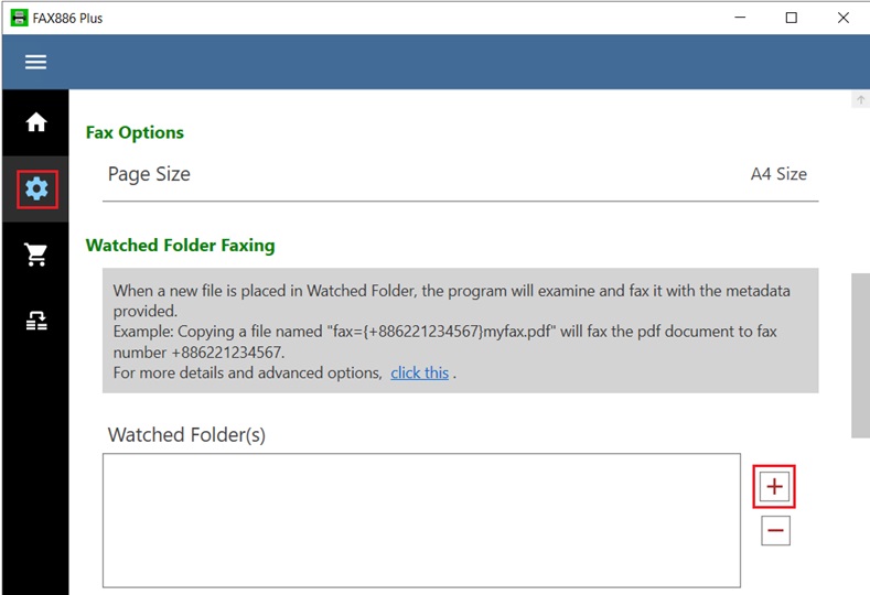 FAX886 Plus - Add a new watched folder