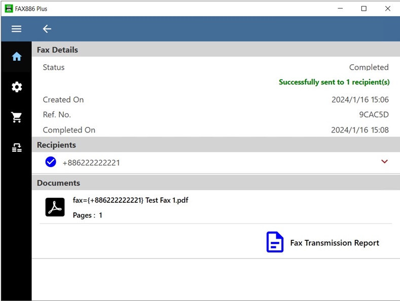 FAX886 Plus - View the fax details
